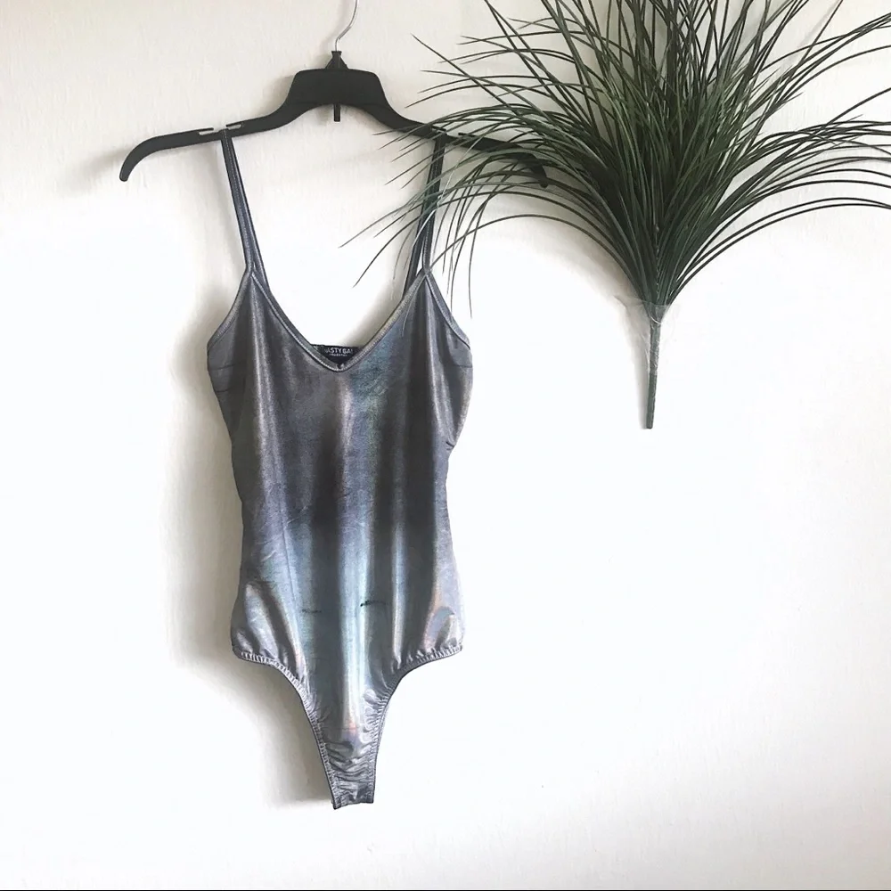 Nasty Gal Metallic Silver Bodysuit - Picture 1 of 5